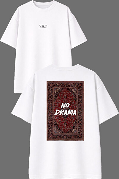VSRN No Drama Design Back Printed White Oversize t Shirt