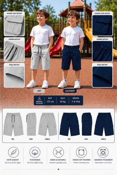 TORYUM TEKSTİL 2-Pack Capri Pants with Double Cargo Pockets, 2-Strand Compact...