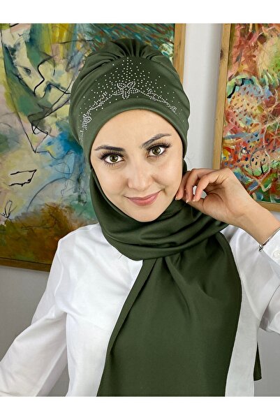 MY UKİYO STORE TESETTÜR TAŞLI ÇİÇEK DESENLİ GÜNLÜK ATKILI BONE ŞAL