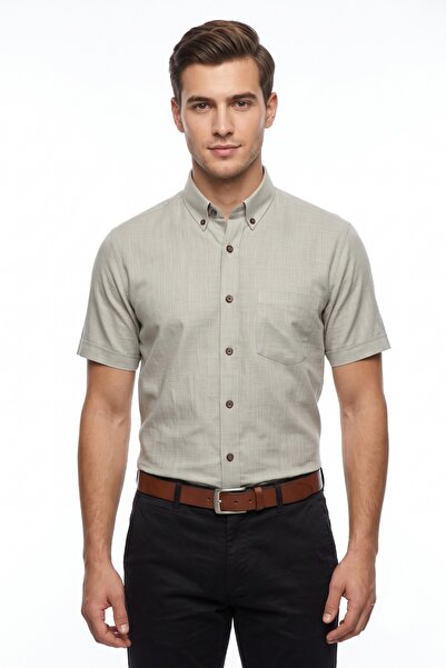 KAMER Men's Classic Single Pocket 100% Cotton Short Sleeve Shirt Bgl-St05624