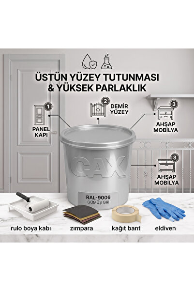 caxcolors CAX Colors Parlak Boya 1 L - Panel Kapı, Demir ve Ahşap Boyası (Yük...