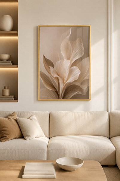 sayetablo Floral Resonance - Gerçek Cama Baskı Gold Alüminyum Metal Çerçeveli...