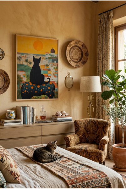 Creatick Design Siyah Kedi Ham Ahşap Çerçeveli Tablo Estetik Komik Kara Kedi ...