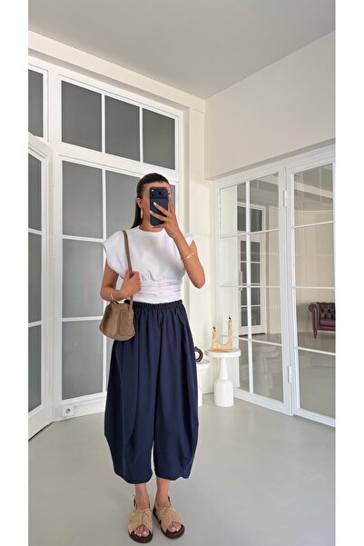 GAUS CO Lacivert Geniş Şalvar Pantolon GAUS-01726