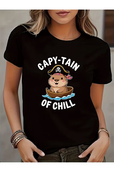 Ekim11 Women'S Casual Short Sleeve Crew Neck T-Shirt - Capybara Print, Washab...