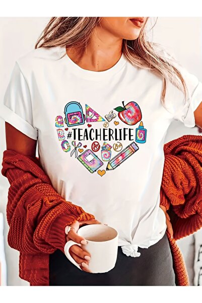 12 HERTZ Women'S "Teacher Life" Graphic Tee - Casual Crew Neck Short Sleeve, ...