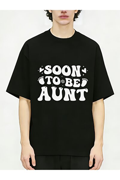 212Wear تيشيرتات رجالية بطبعة Family Humor Soon to Be Aunt برقبة دائرية وأكما...