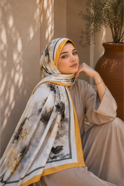 EBRUTESETTÜR Sapphire Flower Pattern Shawl Series Orange