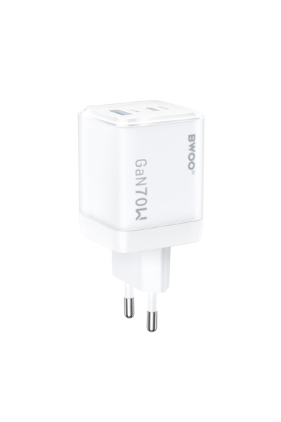 Bwoo Încărcător de rețea GaN CDA224 QC 70W 1xUSB 1xUSB-C Alb