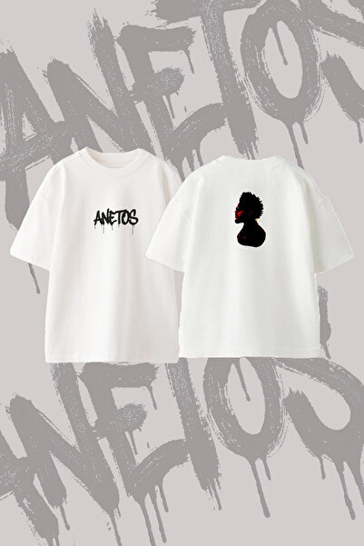 Anetos The Weeknd_16 Design Back Printed Cotton White Oversize T-Shirt