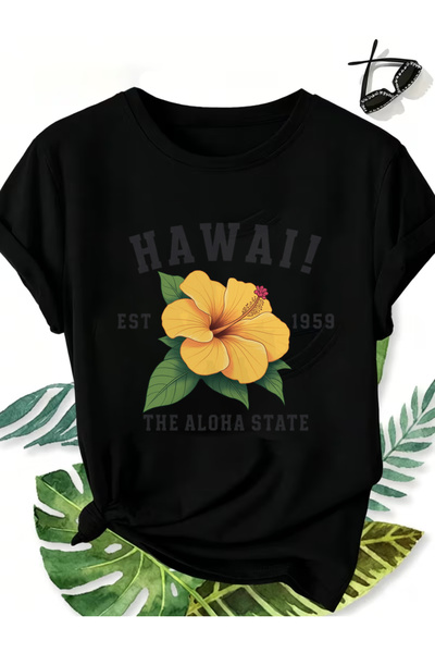 Astogria13 Cute Crop Top, Round Neck Spring Summer Women'S Clothing, Hawaii E...
