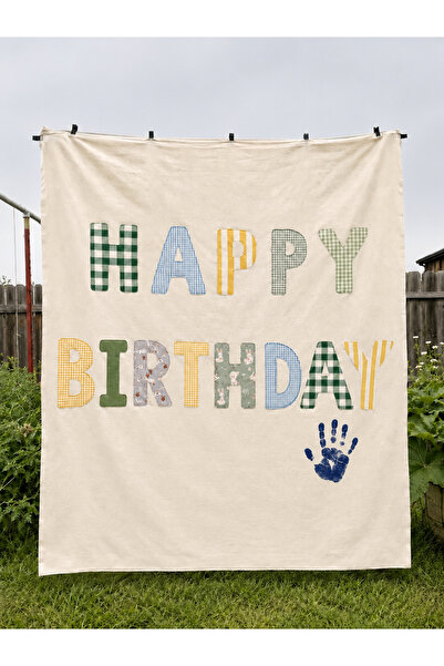 Minia Kişiselleştirilebilir Happy Birthday Kanvas Doğum Günü Pankartı | El İz...