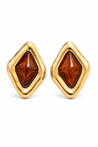 DEMOKAN Vip Series Metallic Frame Acrylic Stone Earrings