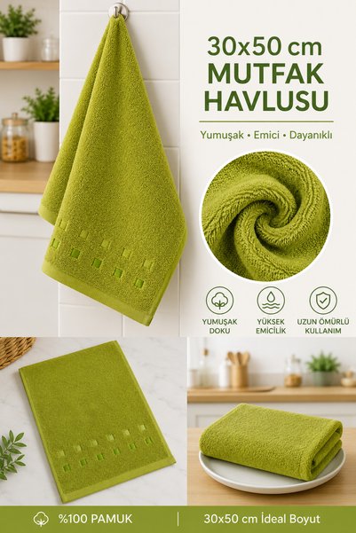 vinezza %100 Pamuk 30x50 cm Mutfak Havlusu – Yumuşak Dokulu, Yüksek Su Emici,...