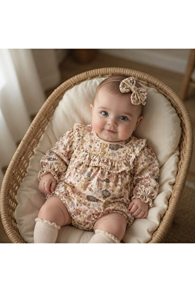 Ozz Baby Floral Patterned Robe Lace Muslin Baby Girl 0-3/3-6/6-9/9-12 Months ...