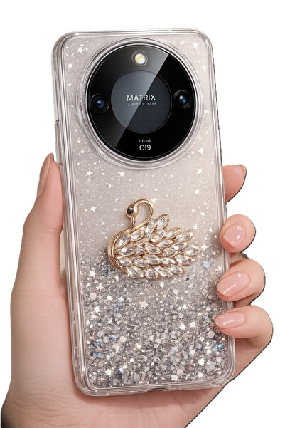 NewFace Honor Magic 8 Lite Kılıf Kamera Çıkıntılı Renkli Çiçek Kabartmalı Sil...