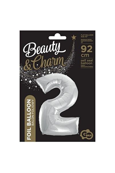 Godan Balon folie Beauty & Charm, cifra 2, folie metalizata, cu sistem autoin...