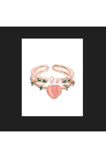 zerzembe Minimal Soft Pink Ring Heart of a Flower Ring