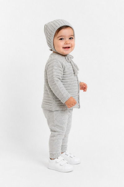 Babyhola Girl Boy Baby Knitwear Cardigan Beanie Pants Set 22105