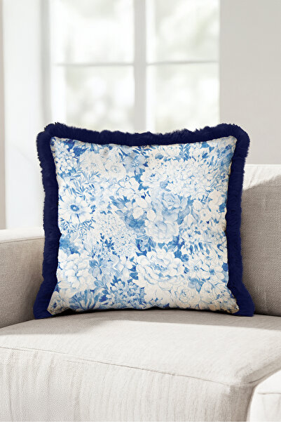 Evimde Bambaşka Elegant Spring Pattern Fringe Pillowcase with Floral Design -...