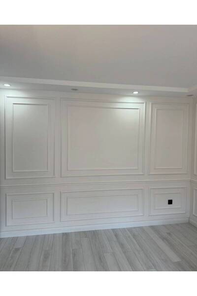 GİVAYO WOOD'S Boyanabilir 4 Cm Strafor Duvar Çıtası Hazır Kesimli 5 Adet Çerç...