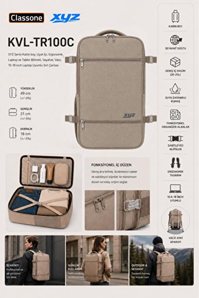 Classone XYZ Serisi KVL-TR100C Kabin Boy ,Uçak İçi , Ergonomik, Laptop ve Tab...