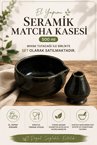 Motif Tekstil Handmade Ceramic Matcha Set Homemade Bowl