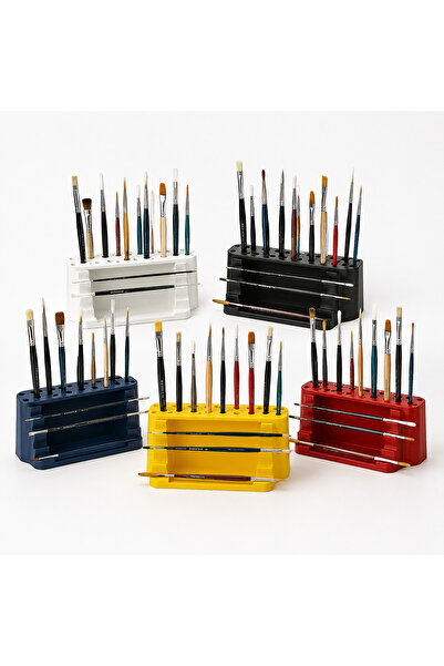 MYE TEKNOLOJİ Multi-Compartment Paint Brush Organizer – Desktop Brush Stand a...
