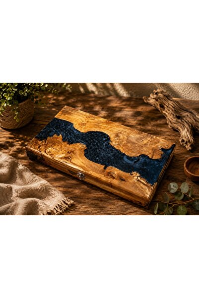Vega Art Design Özel Yapım Zeytin Ağacından Epoksi Tavla