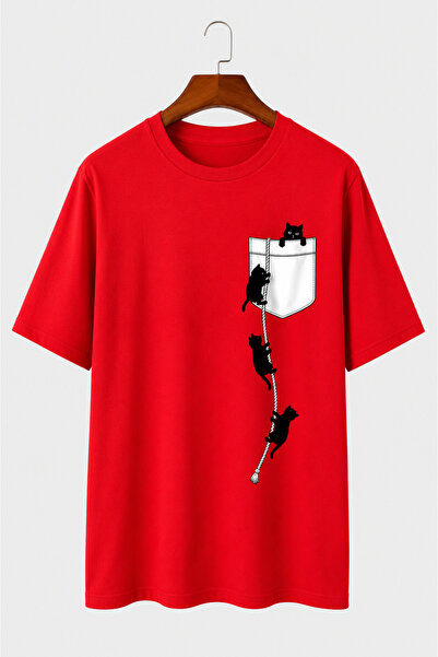 VODEXA Unisex Oversize T-Shirt Cats Printed 100% Cotton T-Shirt Comfortable Fit