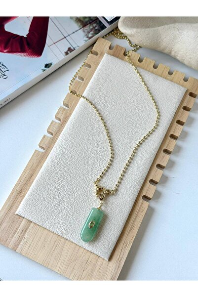 ANKA JEWELLRY Women's Stainless Steel Gold Color Green Natural Stone Looking ...