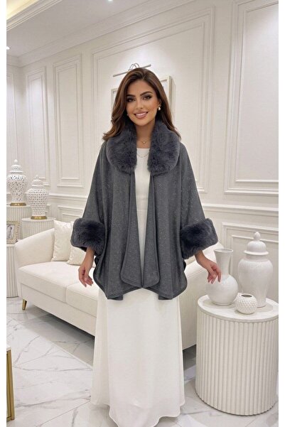 alqarat Selena Winter Shawl – Luxury Faux Fur & Subtle Shimmer