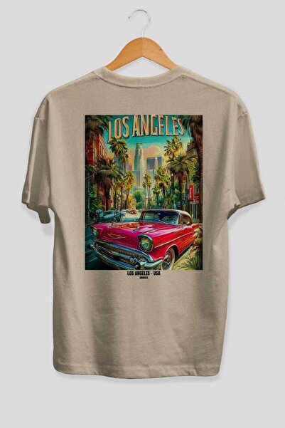 Ankhises Λος Άντζελες ΗΠΑ Μπεζ Oversize Country City T-shirt με στάμπα στην π...