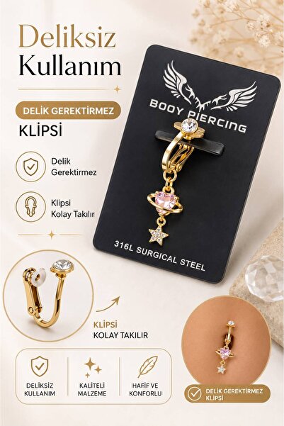 Arescollection delik gerektirmeyen deliksiz sıkıştırmalı göbek piercingi