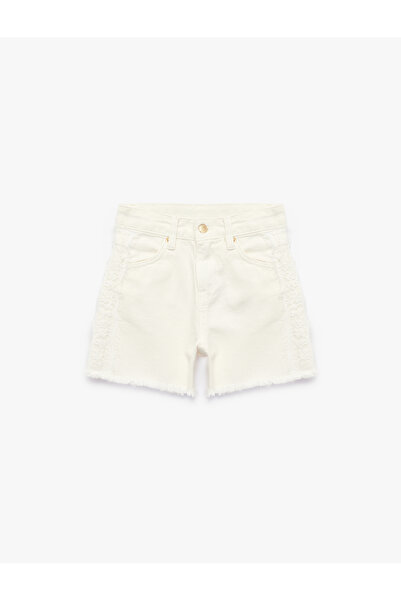 Koton Lace Detailed Cotton Denim Shorts