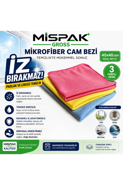mispak İz Bırakmayan Mikrofiber Temizlik Bezleri - Sihirli Cam Bezi - Mutfak ...