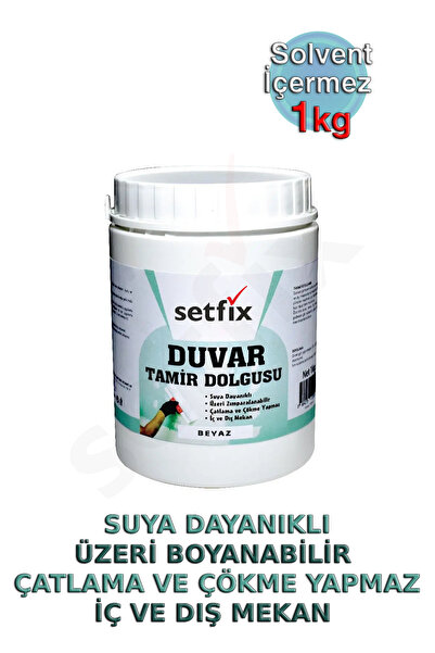 Setfix Beyaz Duvar Tamir Dolgusu, 1 kg / Suya Dayanıklı, Boyanabilir, Zımpara...