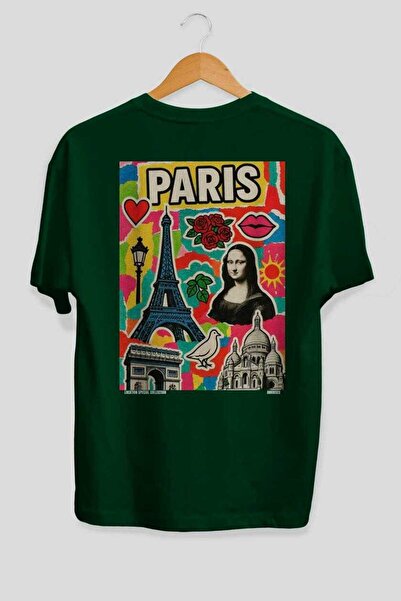 Ankhises Παρίσι Γαλλία 2 Πράσινο Oversize Country City Μπλουζάκι Unisex με στ...