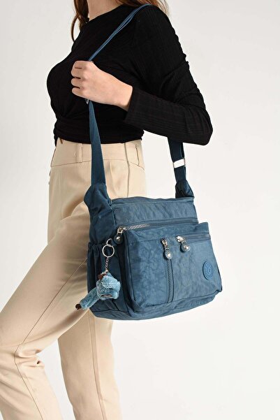 NEMO BAGS Women's Turquoise Shoulder Bag, Postman Crinkle Fabric Waterproof C...