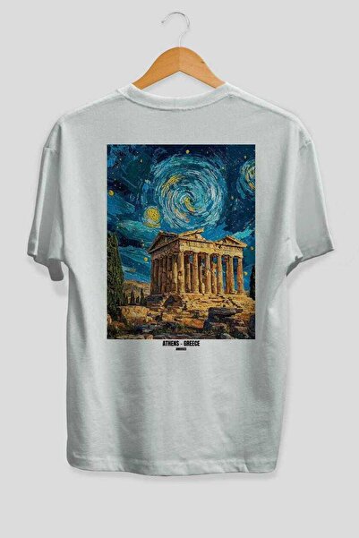 Ankhises Αθήνα Ελλάδα 2 Λευκό Oversize Country City Μπλουζάκι Unisex με στάμπ...