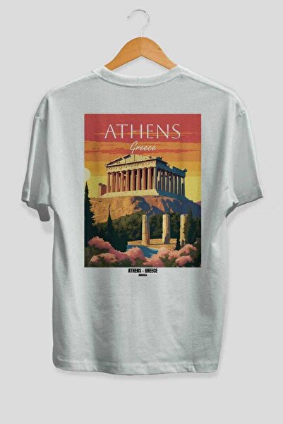 Ankhises Αθήνα Ελλάδα Λευκό Oversize Country City Μπλουζάκι Unisex με στάμπα ...