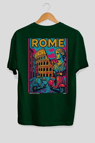 Ankhises Ρώμη Ιταλία Πράσινο Oversize Country City Back Printed Unisex T-Shir...