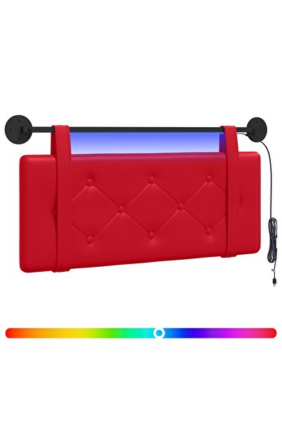 vidaxl Tăblie de pat suspendată Cu lumină LED Roșu Piele artificială