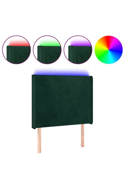 vidaxl Tăblie de pat cu LED, verde închis, 83x16x118/128 cm, catifea