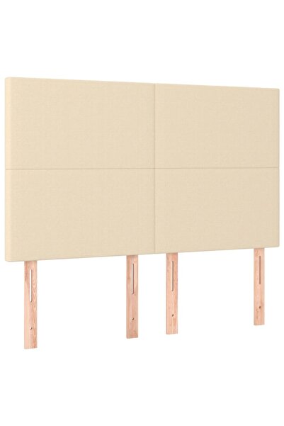 vidaxl Tăblie de pat crem 144x5x118/128 cm, material textil