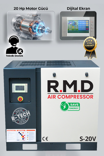 R.M.D Kompresör 20 Hp Invertörlü Vidalı Hava Kompresörü (Tek Makine- S-20V)