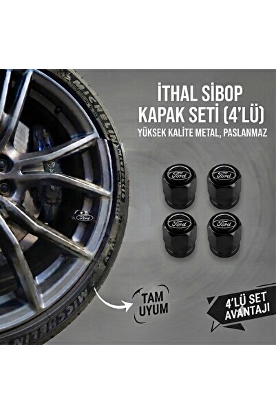 Lazer Store Foörd Focus ile Uyumlu Logolu Alüminyum Siyah Altıgen Sibop Kapak...