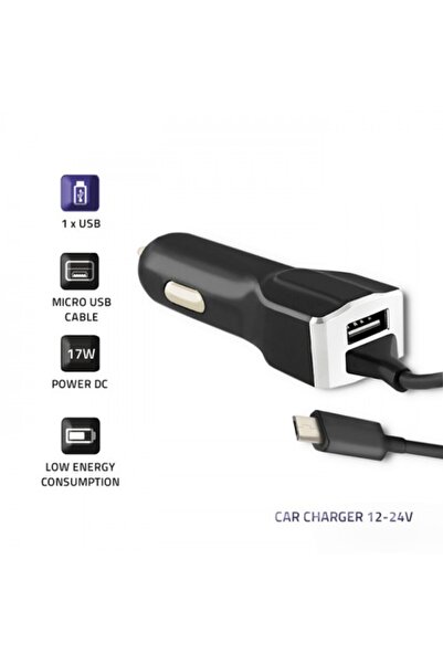Qoltec Invertor auto universal 12-24 V 17 W 5 V 3.4 A USB + Cablu Micro USB