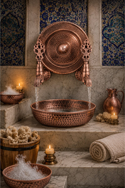 vb vitrinbanyo Kurna Faucet Set Copper Kurna Set 2 Pieces Bronze Ottoman Fauc...