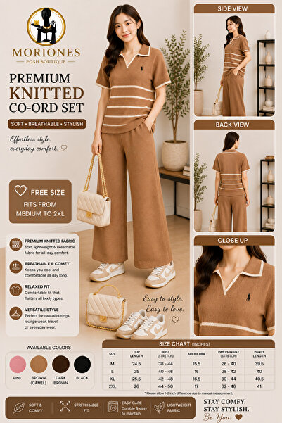BKKOriginal MORIONES PREMIUM KNITTED COORD SET BLOUSE AND PANTS